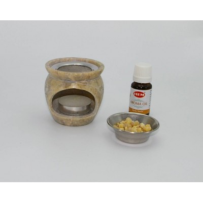 Brûleur d'encens en pierre à savon  pour encens en grain ou huile essentielle